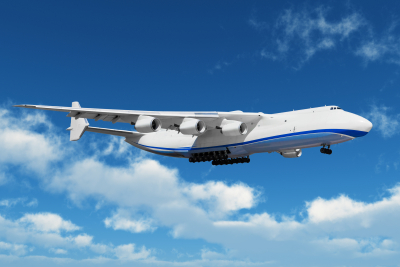 portrait of cargo plane in the sky